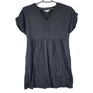 Womens Black Briggs V-Neck Roll Cuff Short Sleeve Fit/Flare Dress Size L